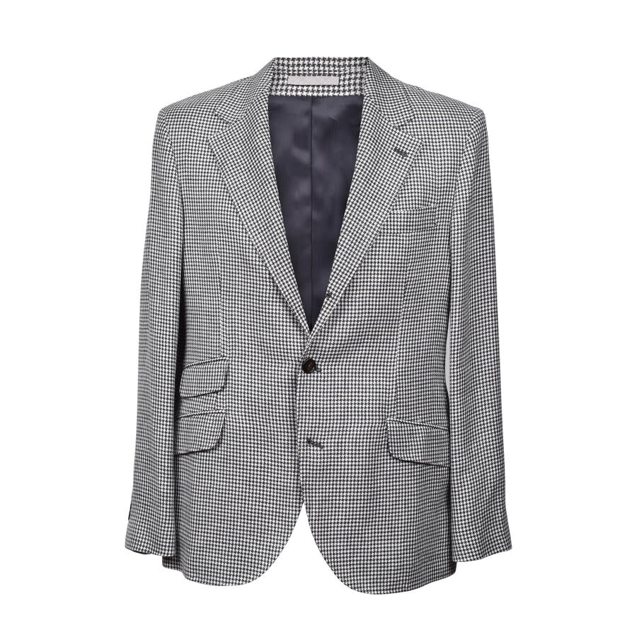 Brunello Cucinelli Gray Wool Blend Houndstooth Suit