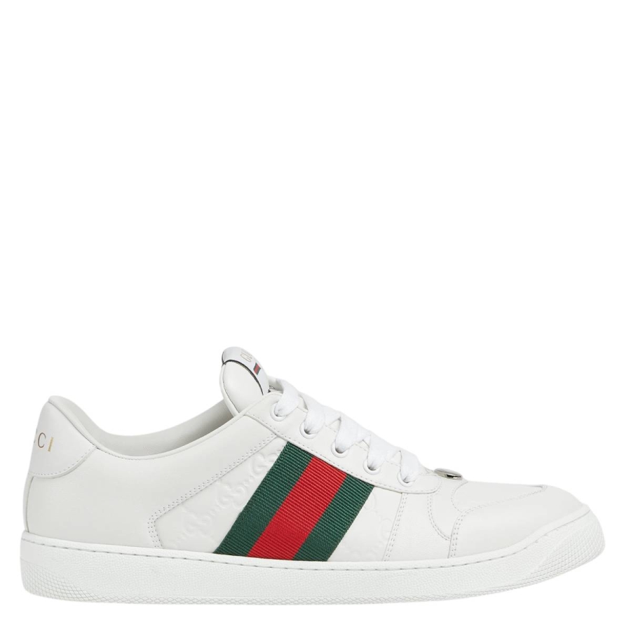 Gucci Screener White Leather GG Embossed Sneakers