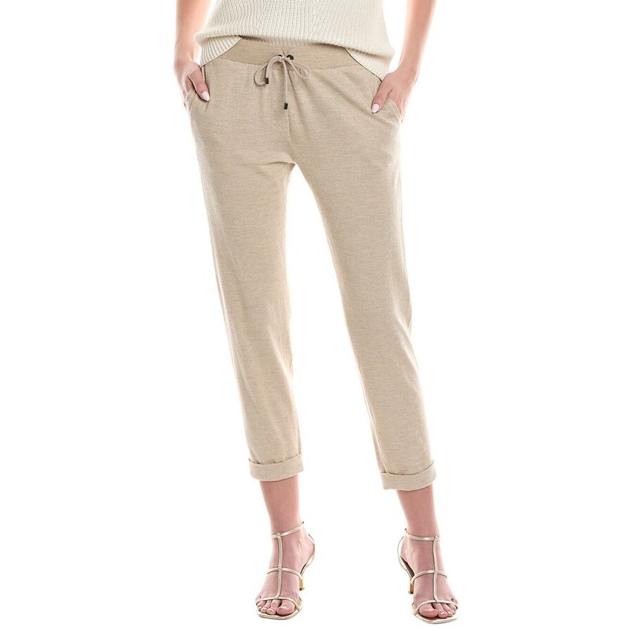Brunello Cucinelli Beige Cropped Drawstring Trousers
