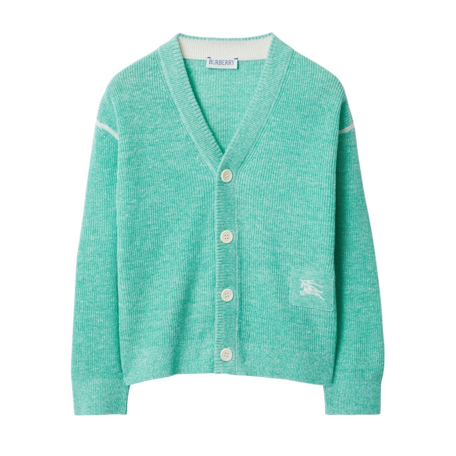 Burberry Ribbed Knit V-Neck Cardigan