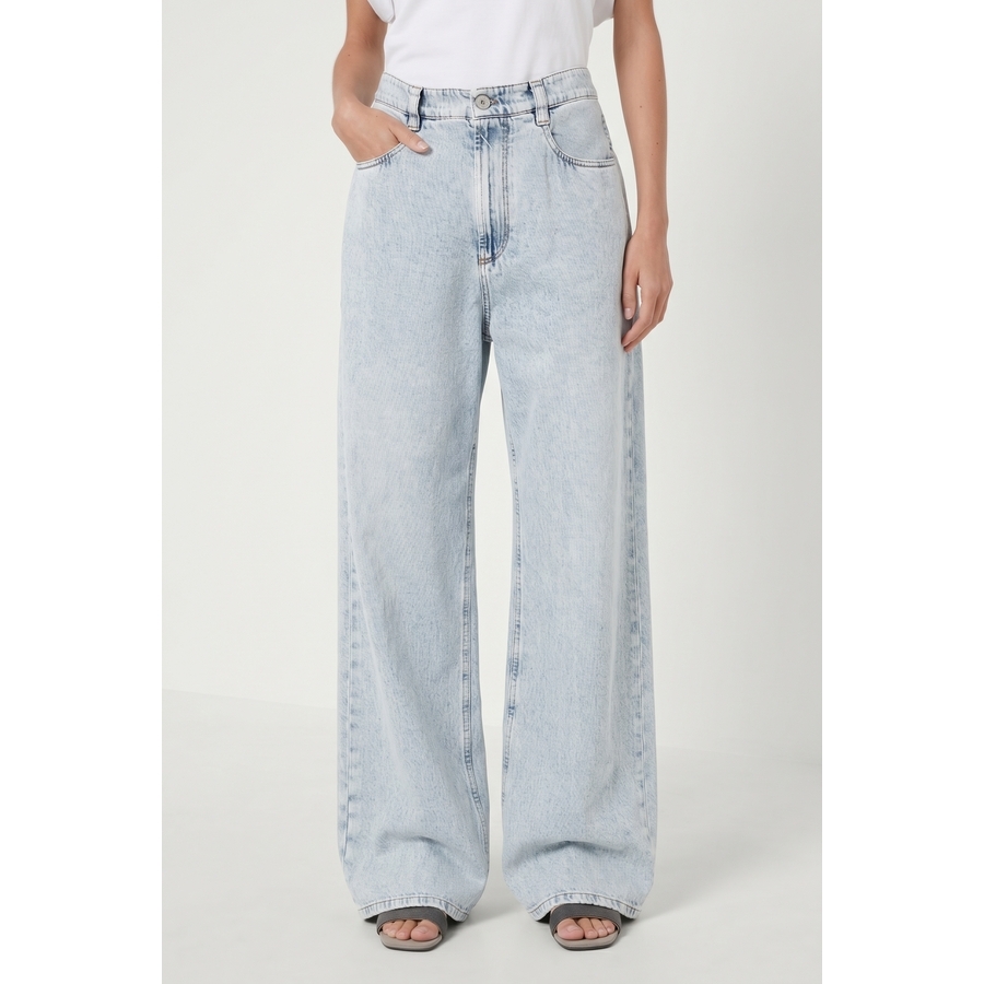 Brunello Cucinelli Wolight Blue Wide Leg Trousers