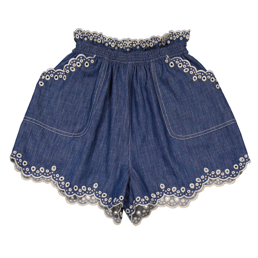Zimmermann Blue Lagoon Tiggy Floral-Print Shorts, Size 10