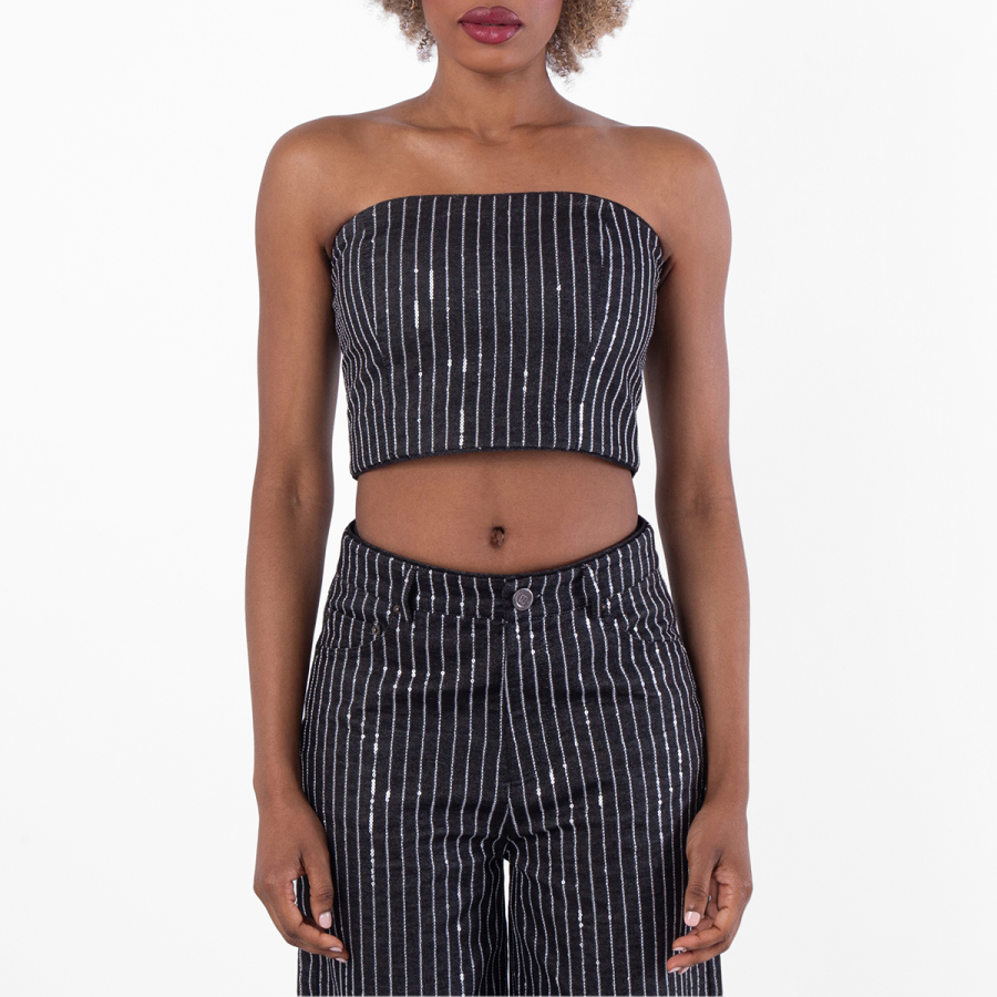 Rotate Sequin Twill Crop Top