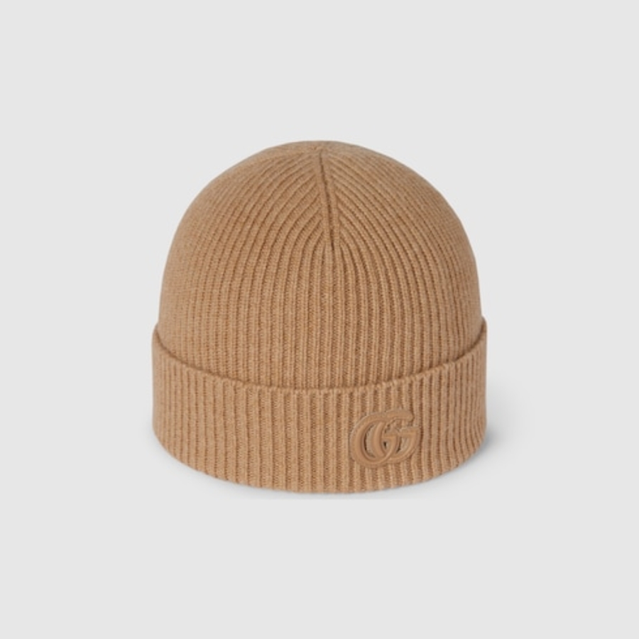 Gucci Cashmere Hat with Double G Leather Patch