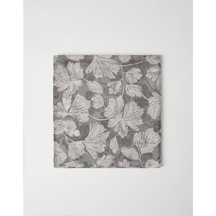 Brunello Cucinelli Grey Silk Floral Scarf, Brand Size OS (US Size OS)