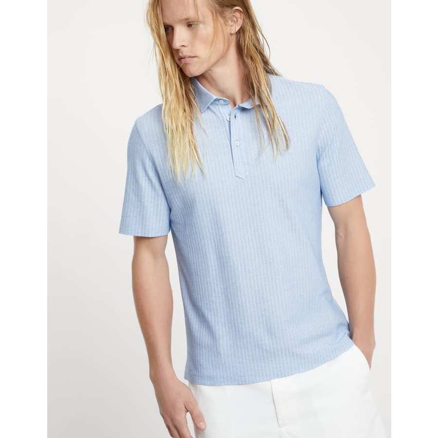 Brunello Cucinelli Men's Celeste Cotton Silk Short Sleeve Shirt