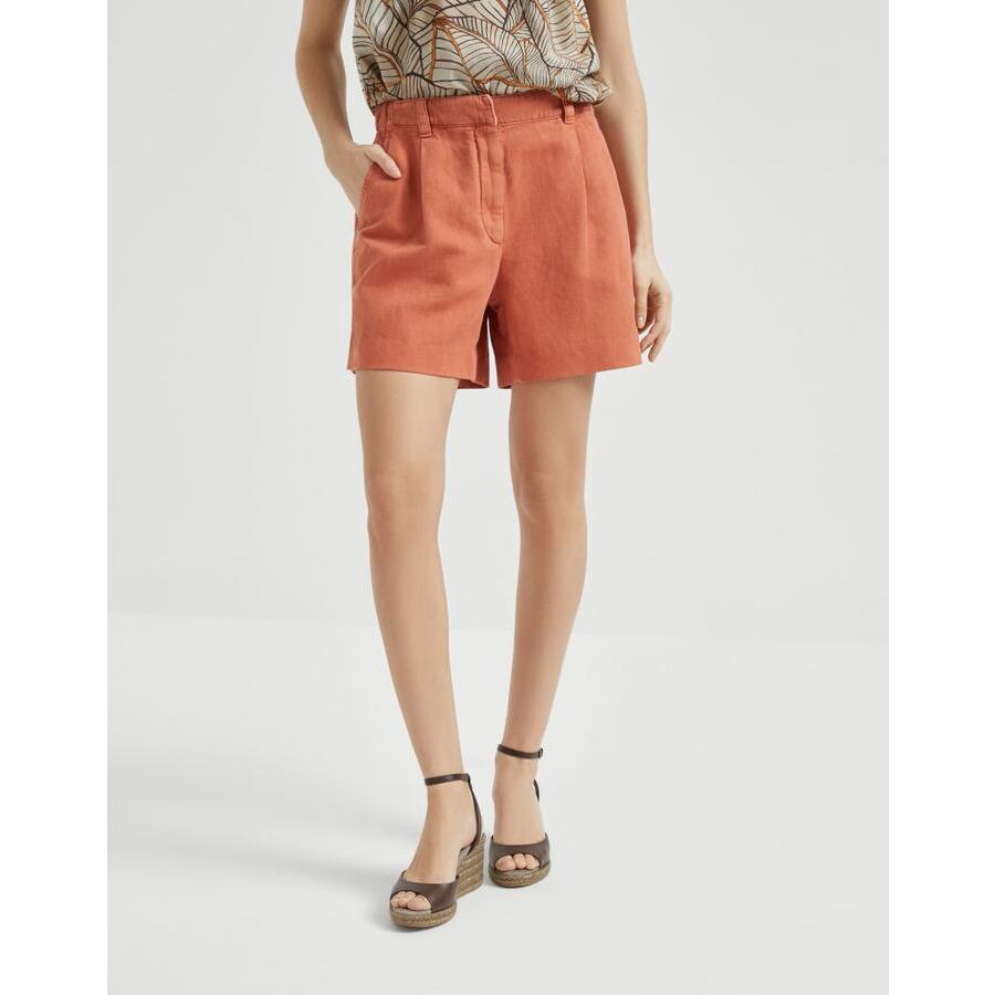 Brunello Cucinelli Women's Rust High Rise Tailored Shorts