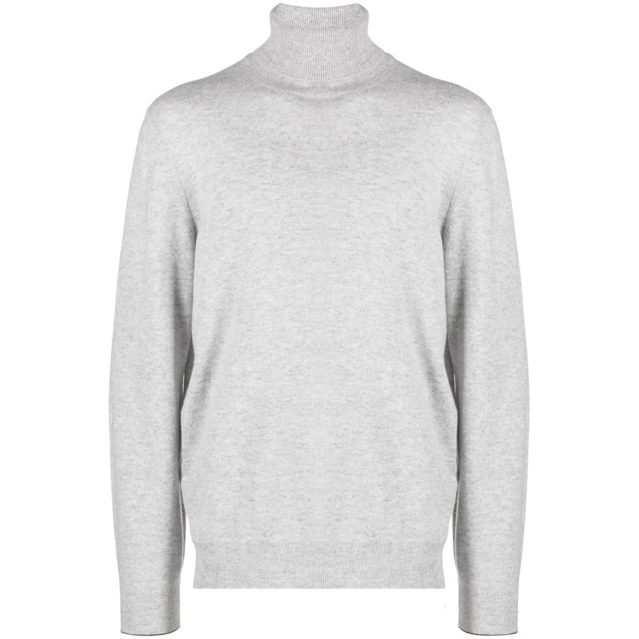 Brunello Cucinelli Light Grey Wool Turtleneck Sweater