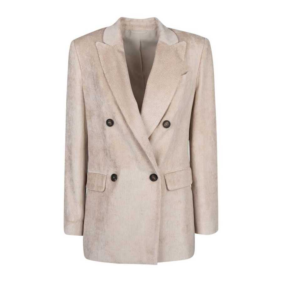 Brunello Cucinelli Womens Pink Beige Double Breasted Jacket