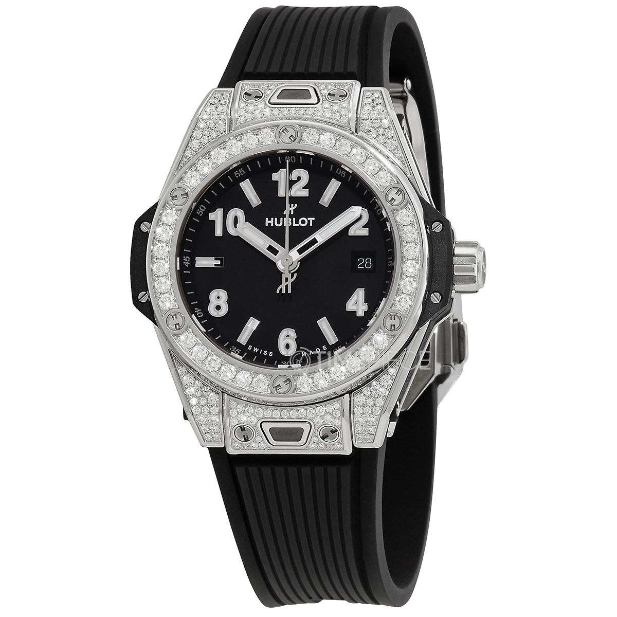 Hublot Big Bang 38mm Stainless Steel Diamonds White Rubber Ladies Watch, 361.SE.2010.RW.1704