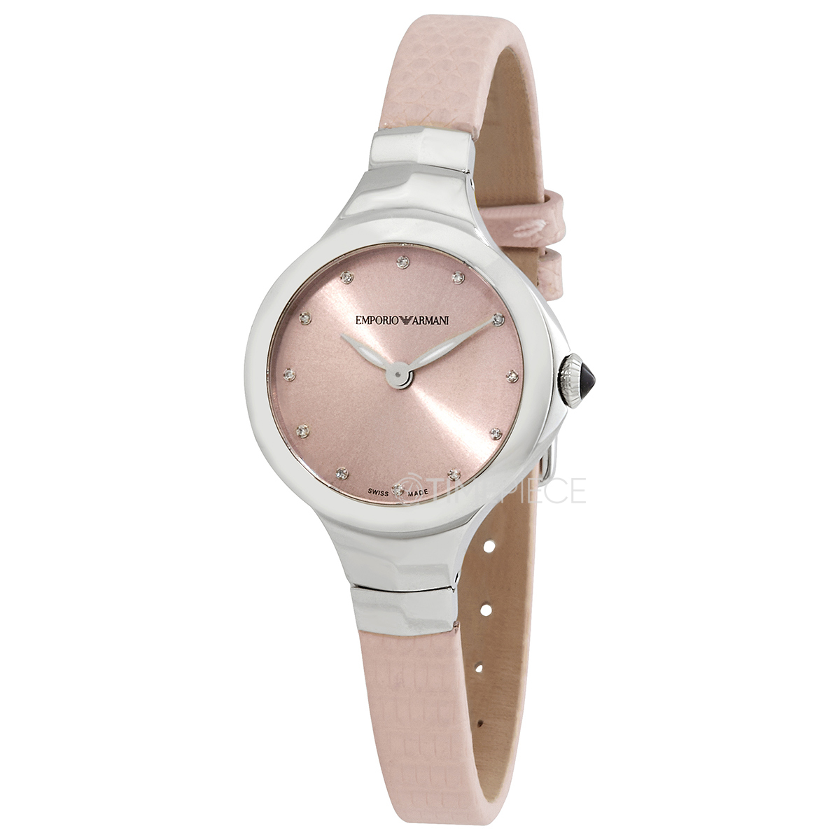 Emporio Armani Fluid Deco Quartz Diamond Pink Dial Ladies Watch