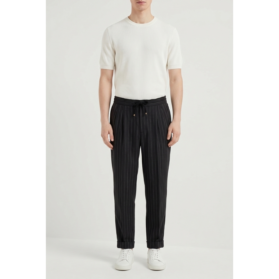 Brunello Cucinelli Black Linen Relaxed Trousers