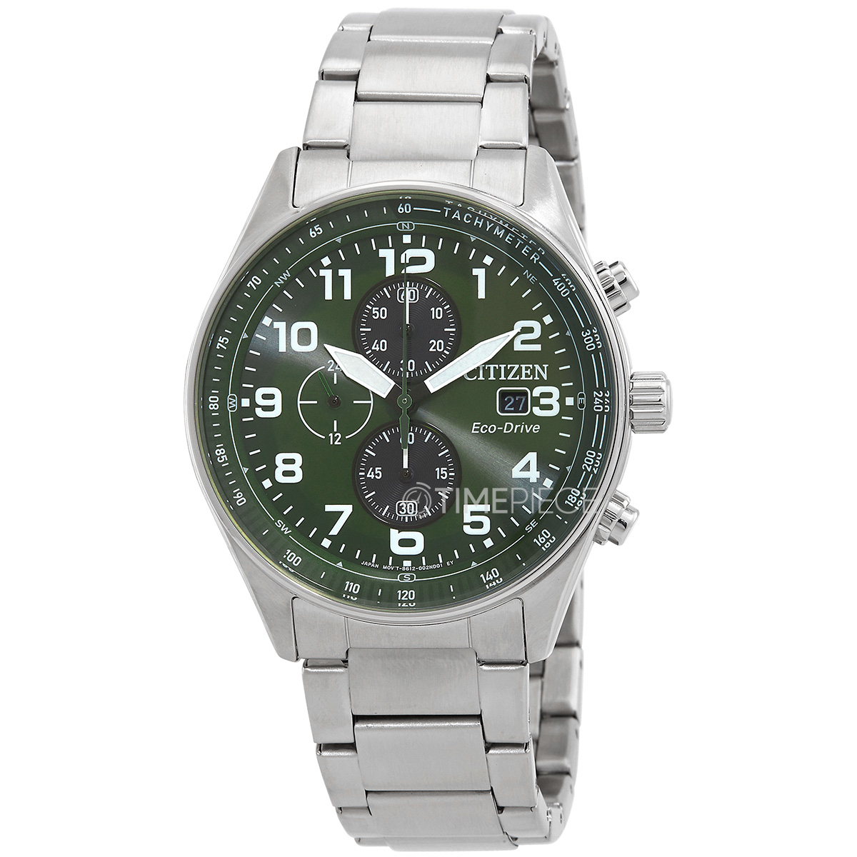 Citizen Eco-Drive Chronograph Green Dial Mens Watch CA0770-72X