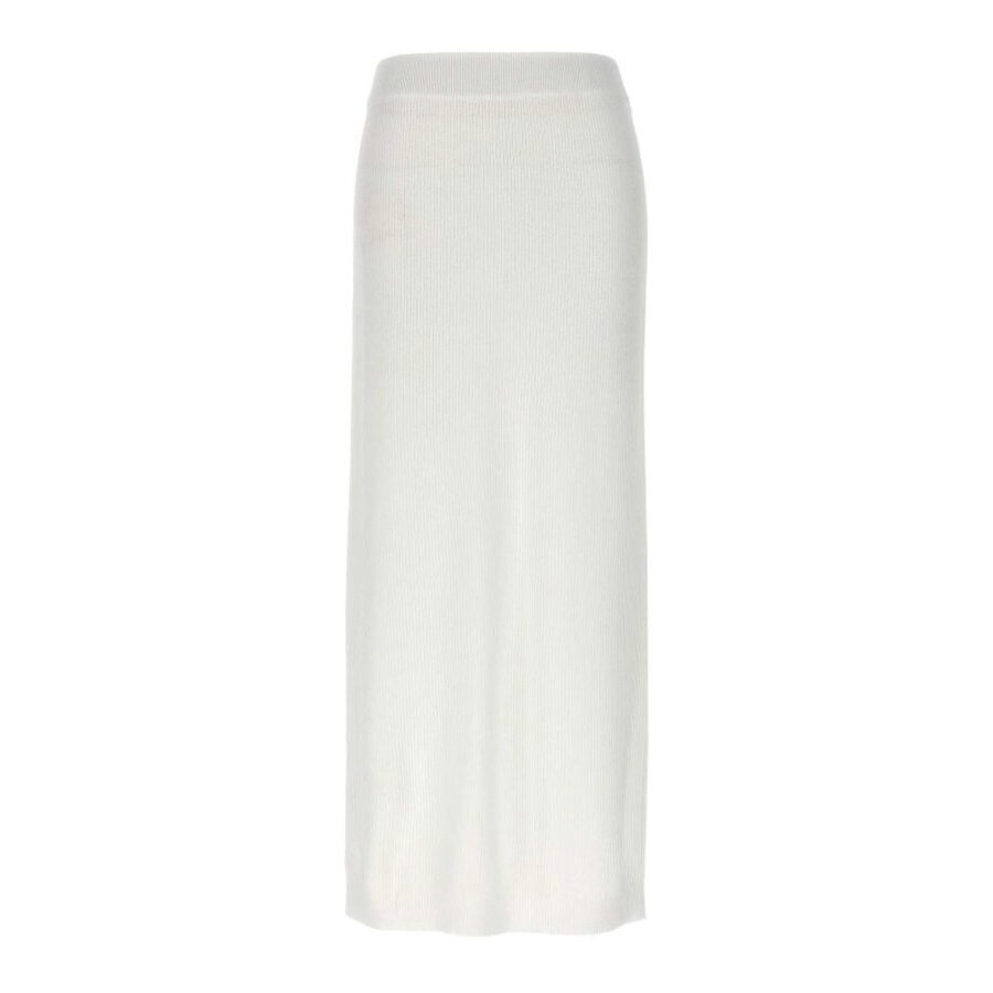 Brunello Cucinelli Ribbed Knit Skirt — White