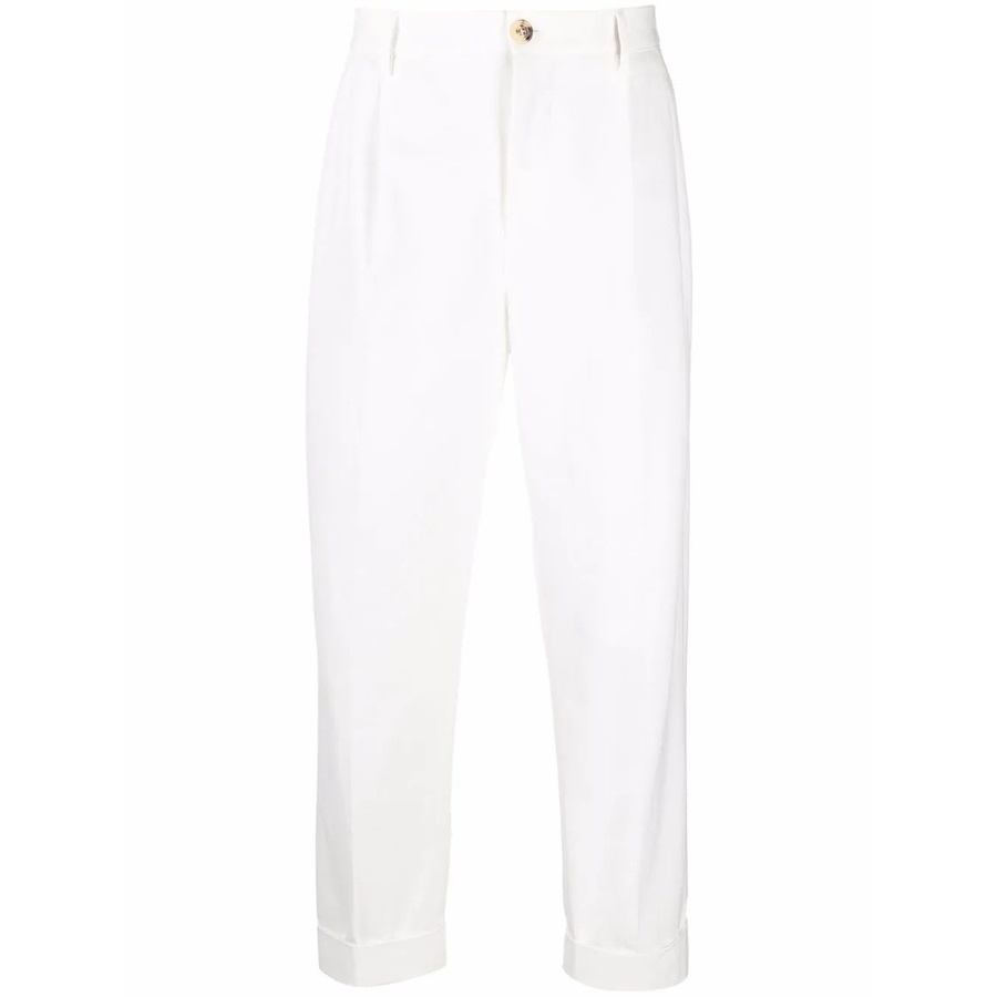 Brunello Cucinelli White Pleated Tailored Trousers