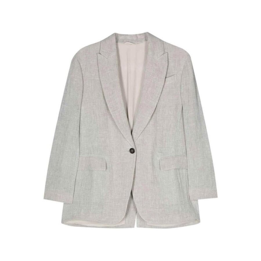 Brunello Cucinelli Wolight Grey Linen Blazer