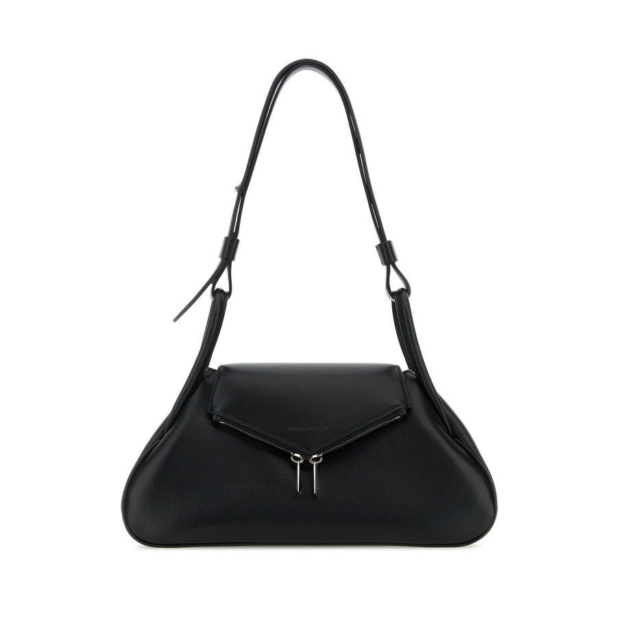 Amina Muaddi Gemini Small Nappa Black Silver Ha