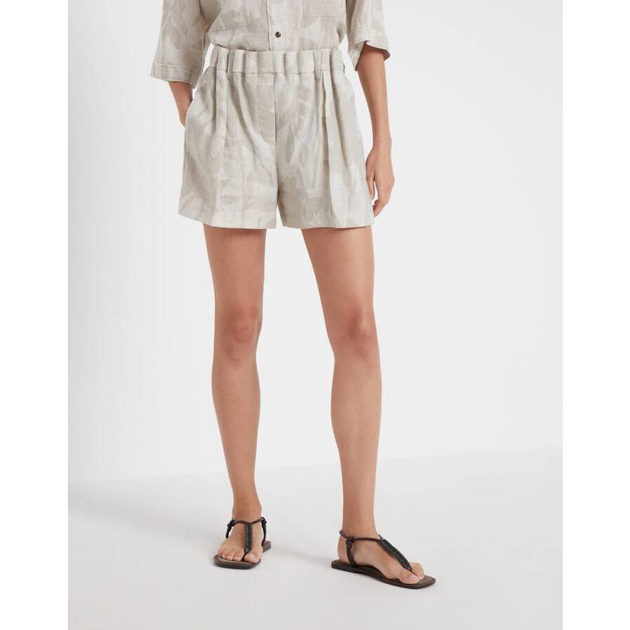 Brunello Cucinelli Wobeige Linen Pleated Shorts