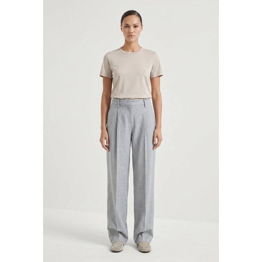 Brunello Cucinelli Wolight Grey Linen Wool Trousers