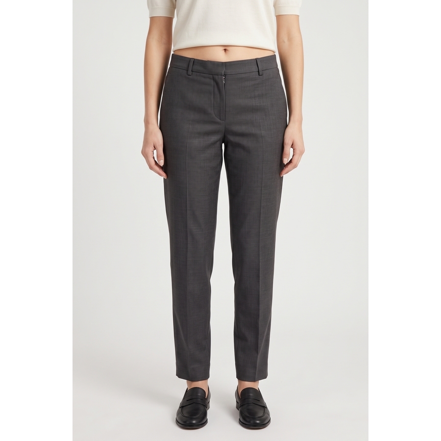 Brunello Cucinelli Dark Grey Linen Blend Trousers