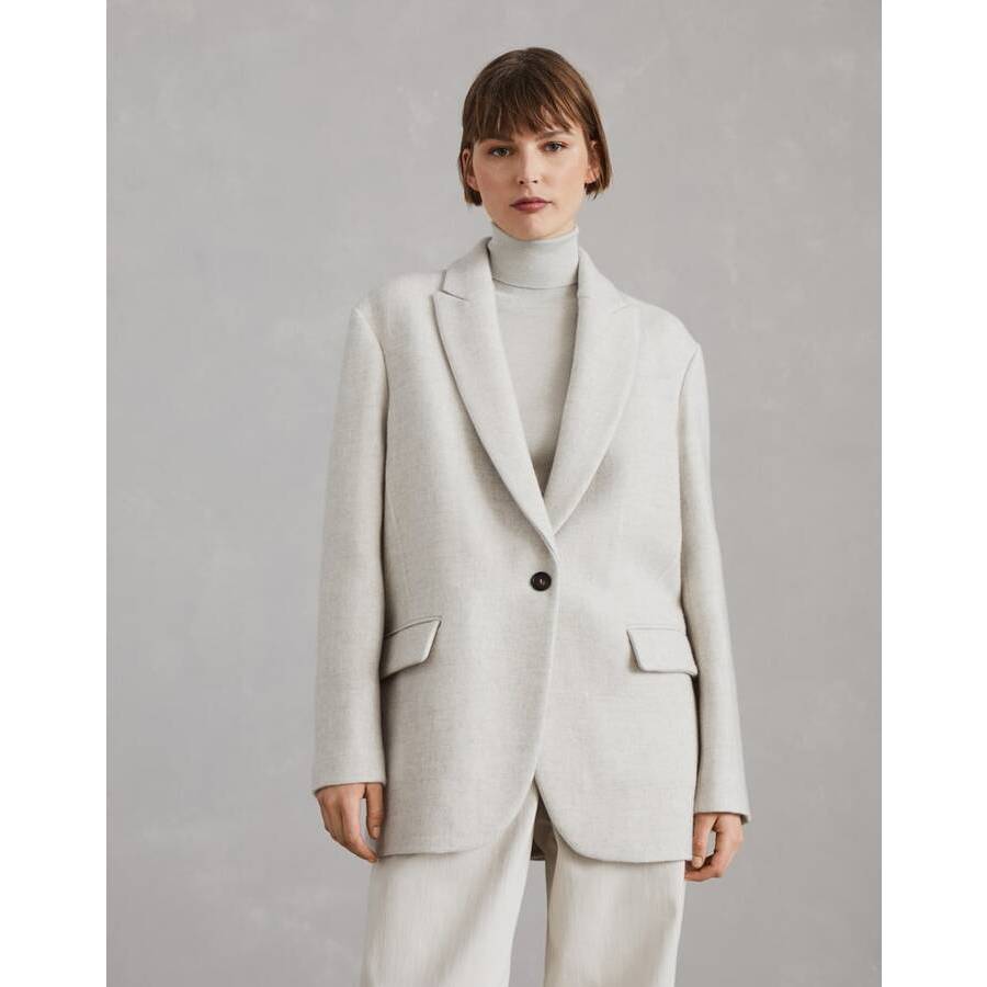Brunello Cucinelli Women's Mother Of Pearl Wool Relaxed Jacket