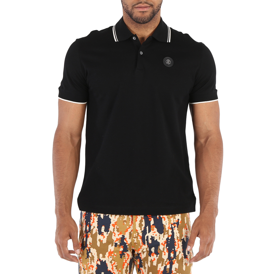 Roberto Cavalli Mens Black Logo Sim Fit Polo Shirt