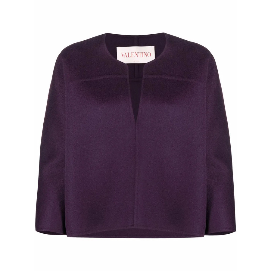 Valentino Garavani V-Neck Cropped-Sleeve Knitted Top