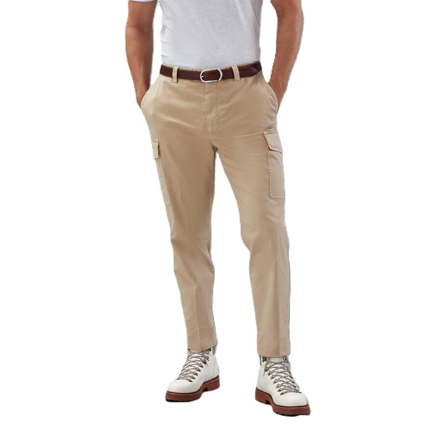 Brunello Cucinelli Beige Cotton Tapered Trousers