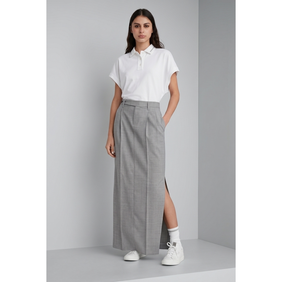 Brunello Cucinelli Wolight Grey Wool Skirt