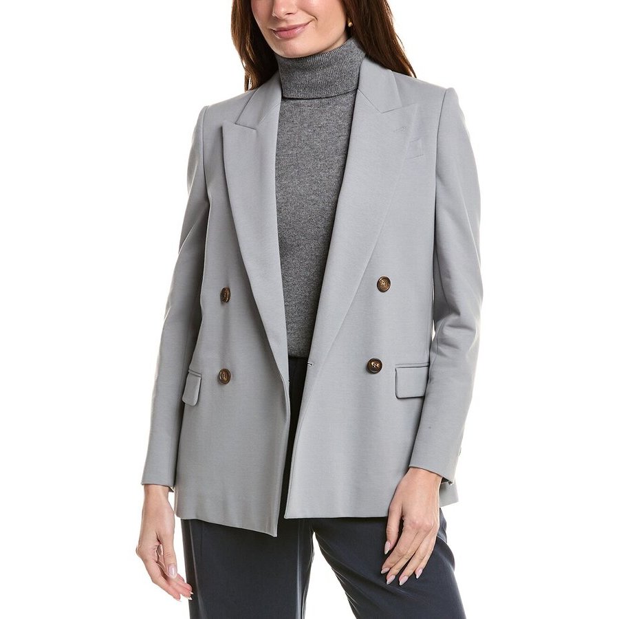 Brunello Cucinelli Light Grey Double-Breasted Blazer