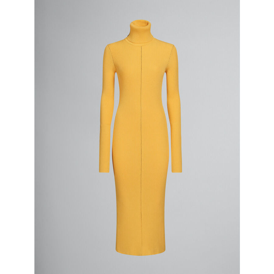 Marni Women's Maize Ribbed Turtleneck Midi Dress