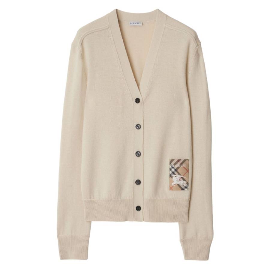 Burberry Check EKD Label Wool Cardigan