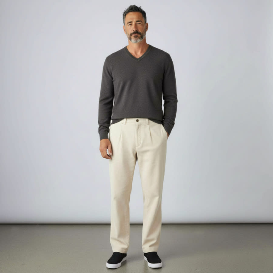 Brunello Cucinelli Off White Corduroy Trousers