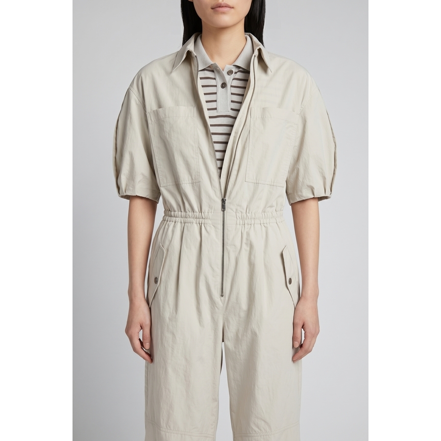 Brunello Cucinelli Wolight Beige Relaxed Jumpsuit