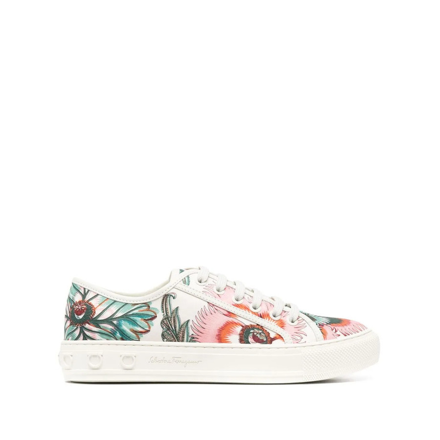 Ferragamo Borg Floral Print Sneakers In Multicolor