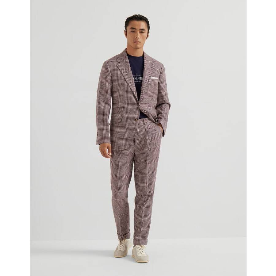 Brunello Cucinelli Men's Purple Wool Silk Checked Suit