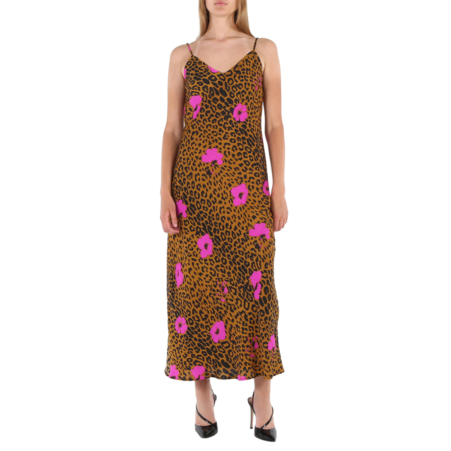 Essentiel Ladies Shelly Leopard Print Slip Midi Dress