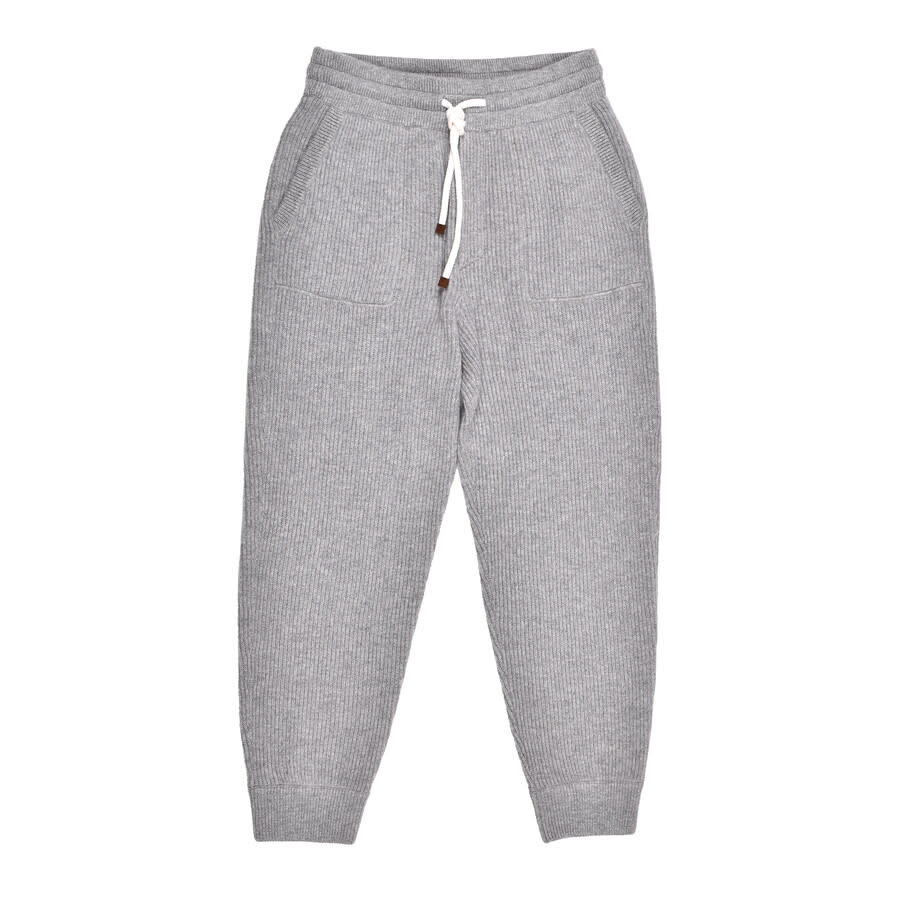Brunello Cucinelli Gray Cashmere Ribbed Trousers