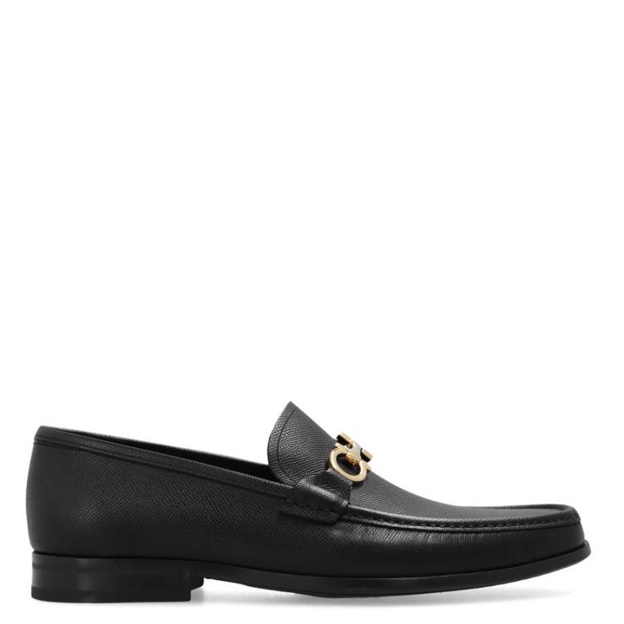 Ferragamo Black Gancini Reversible Ornament Moccasins