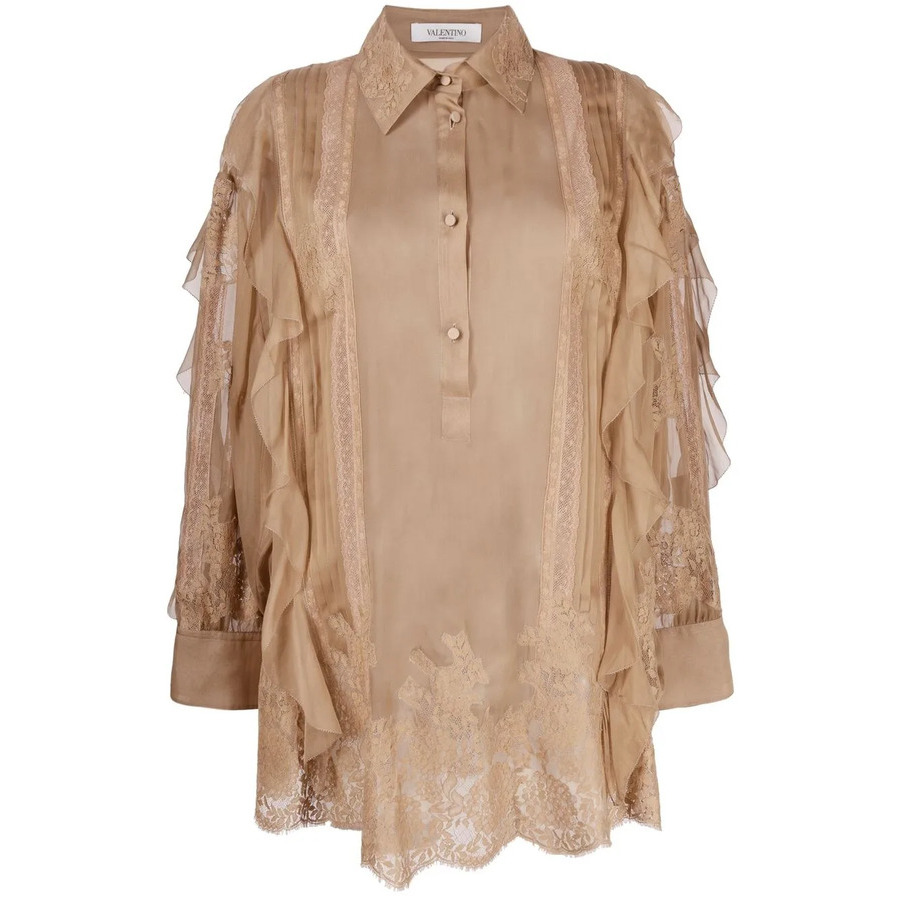 Valentino Garavani Ruffle-Trim Silk Blouse