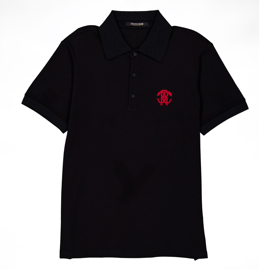 Roberto Cavalli Black Logo Polo Shirt