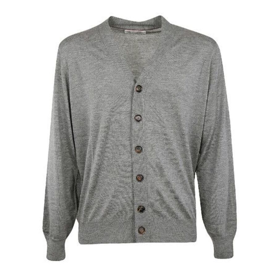 Brunello Cucinelli Wool and Silk Blend Cardigan — Brown
