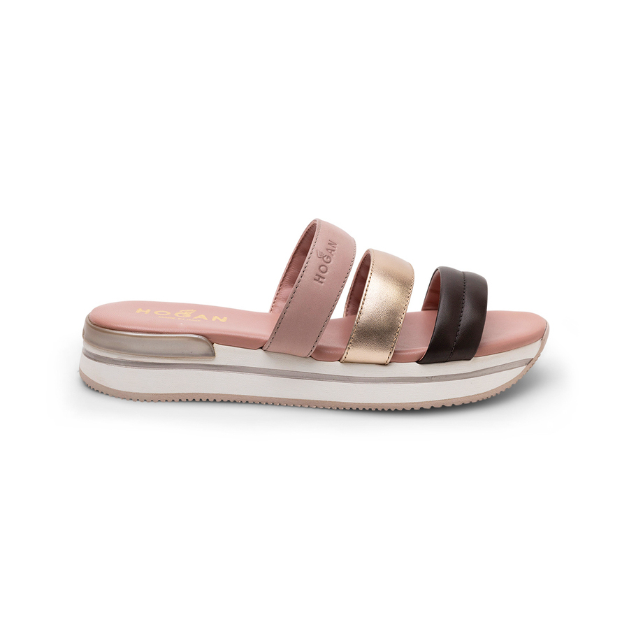 Hogan Triple Strap Sandals — Pink