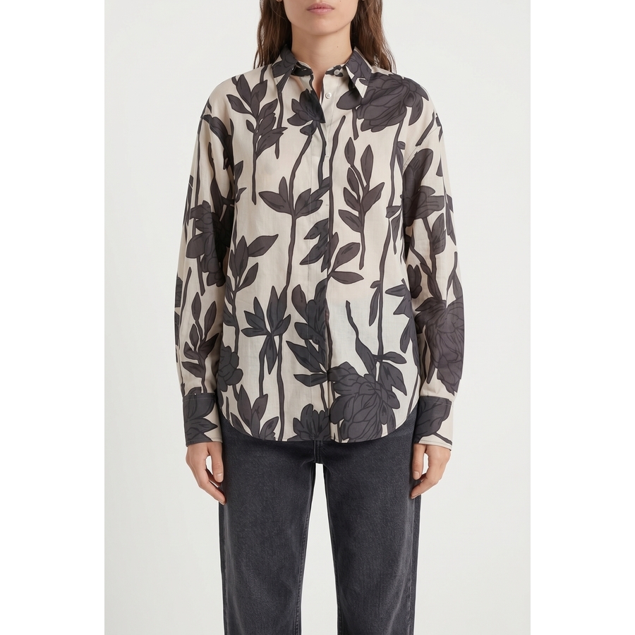 Brunello Cucinelli Beige Floral Oversized Shirt