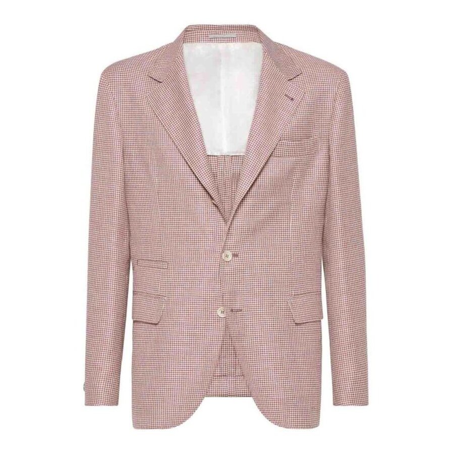 Brunello Cucinelli Men'S White And Red Wool Linen Blazer