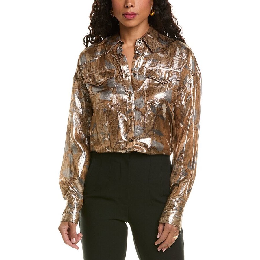 Brunello Cucinelli Women's Metallic Floral Button-Up Shirt