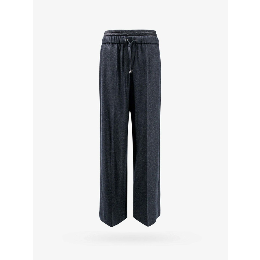 Brunello Cucinelli Womens Anthracite Wool Wide Leg Trousers