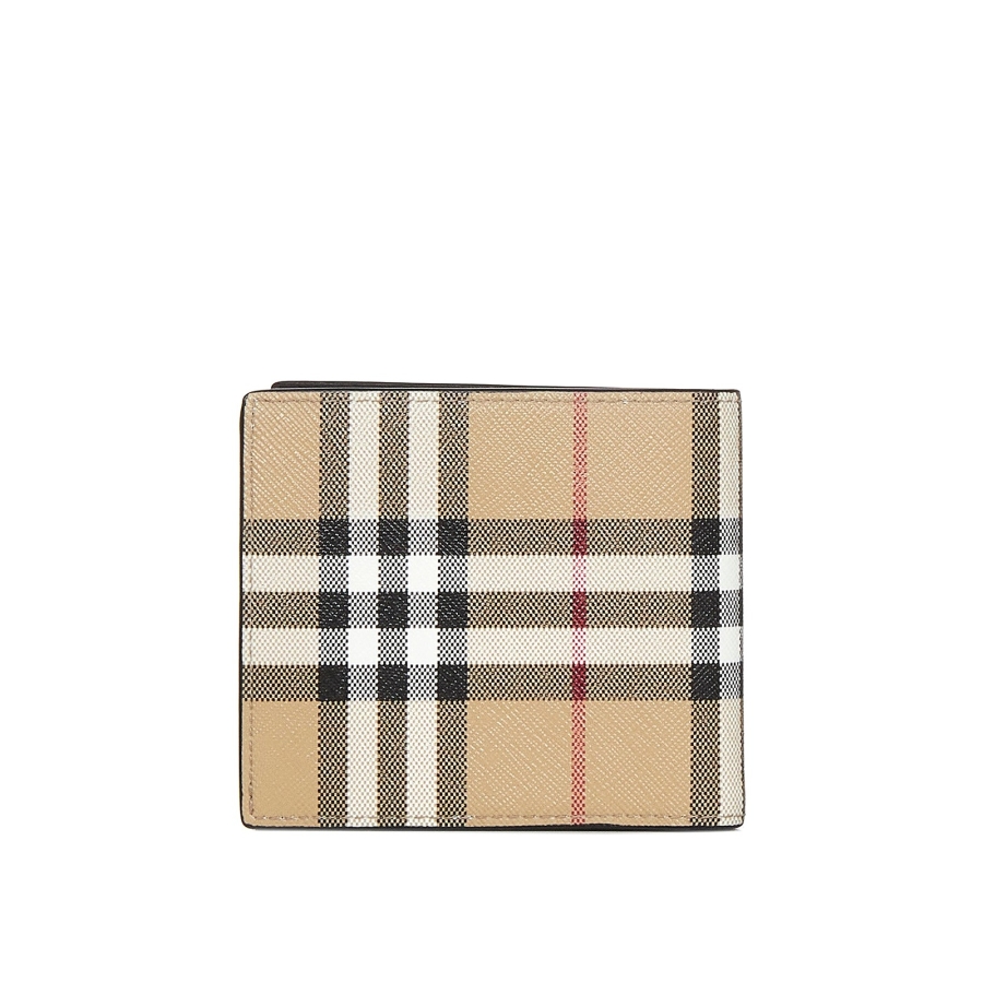 Burberry Archive Beige Mens Vintage Check Bi-Fold Coin Wallet