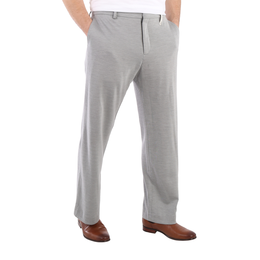 Burberry Mens Light Pebble Grey Cashmere Blend Jersey Wide-leg Pants