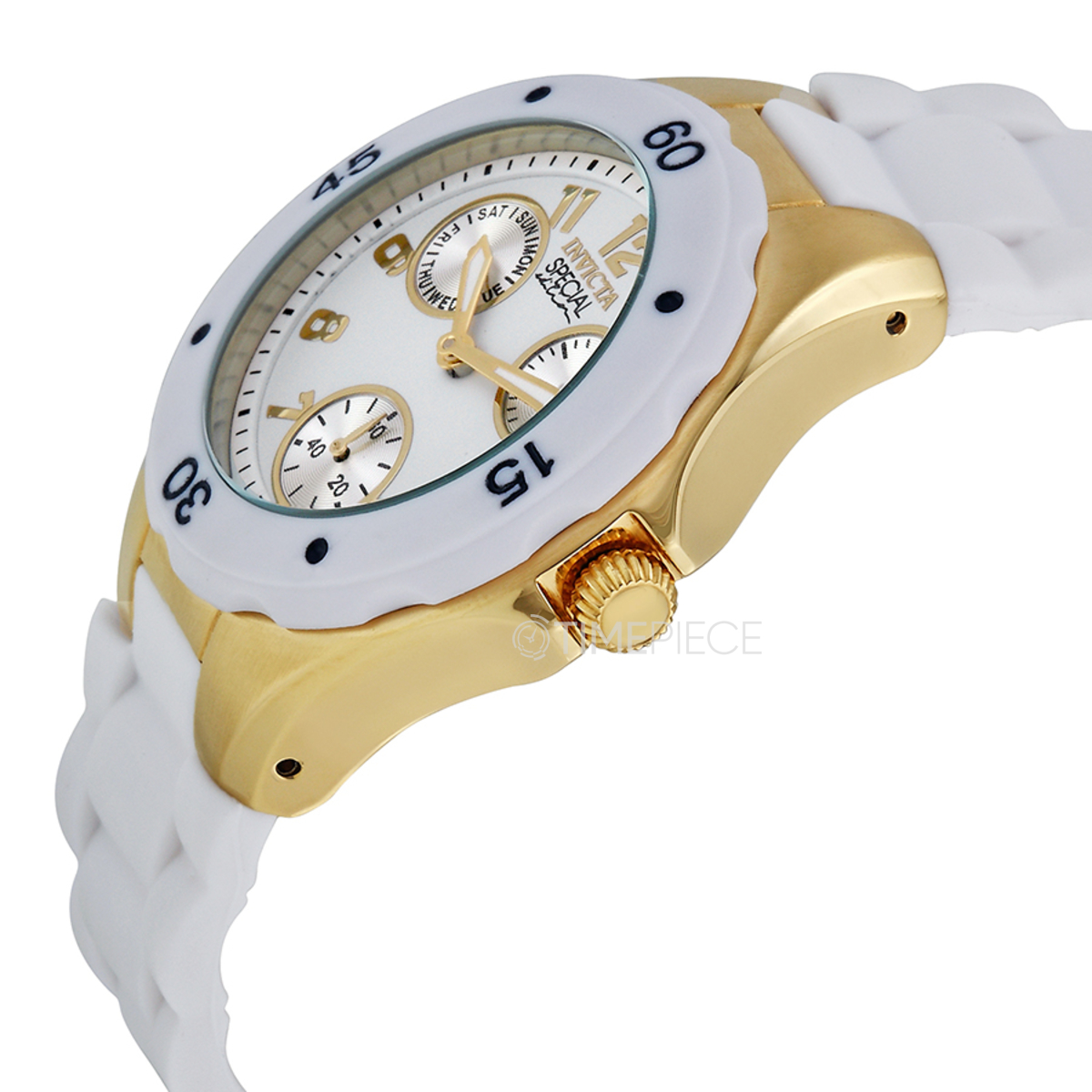 Invicta Angel Multi-Function White Sunray Dial White Silicone